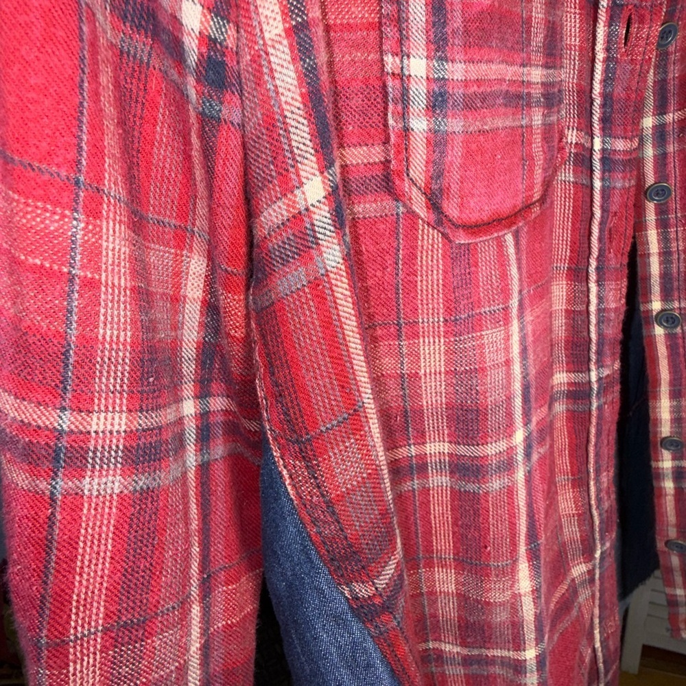 Free People Road Trip Getaway Flannel and Denim Button Down Shirt - Picture 5 of 6